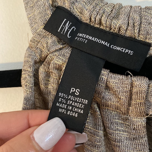 INC International Concepts Gold Metallic Halter Top Sleeveless | Size PS - Picture 7 of 9